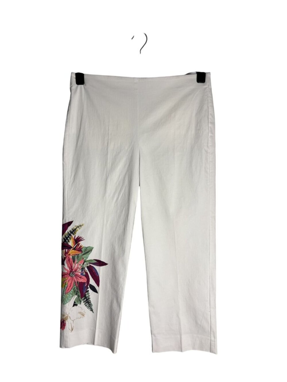 Chicos White Tropical Floral Capri Pants Stretch Chicos Size 2 = Large or 12 - Picture 2 of 10